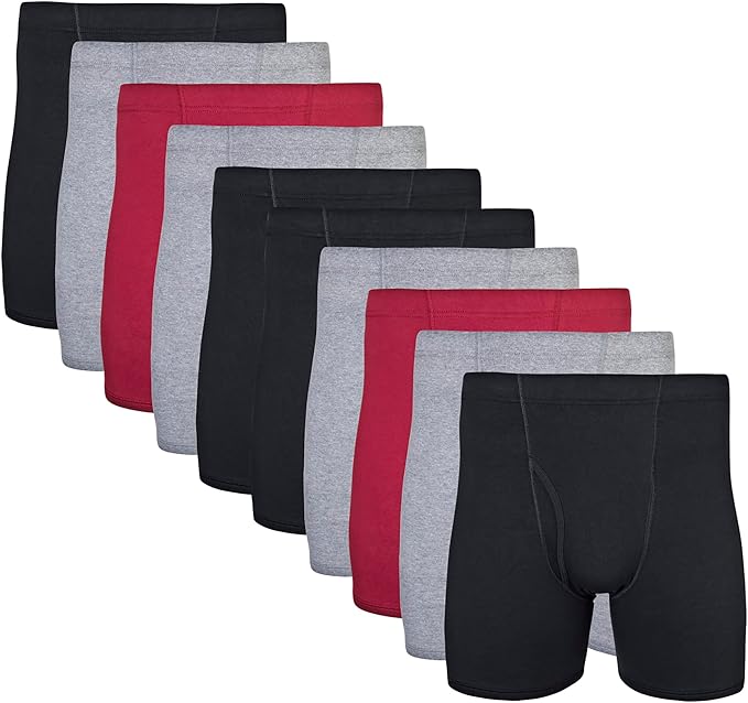 Adult Men's Cotton Boxer Briefs Underwear (12 pack)