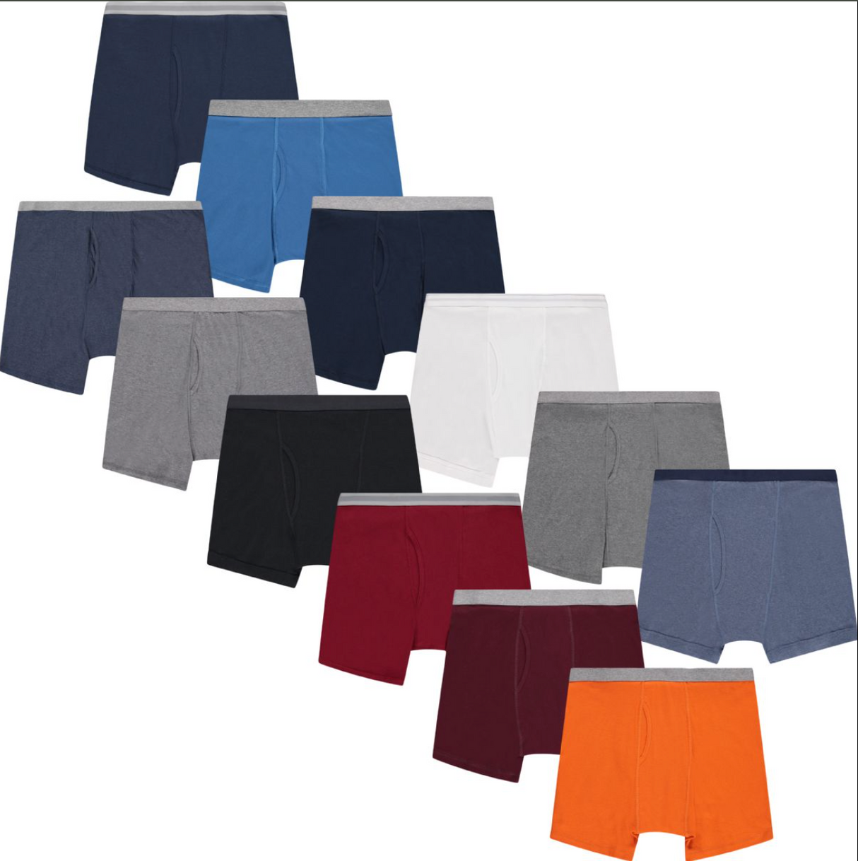 Adult Men's Cotton Boxer Briefs Underwear (12 pack)